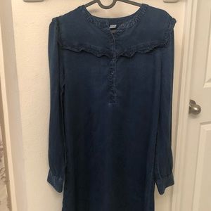 Long sleeve, non-stretch, jean dress for women Size XS